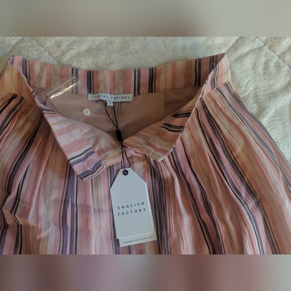 English Factory New pastel pink stripe skirt- SM - Picture 4 of 6